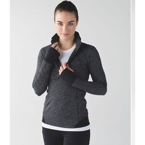 Lululemon, Wmn's 4, Runderful 1/2 Zip Pullover, Mini Check Pique Heathered Black